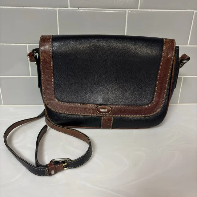 Bally Crossbody Bag Purse Black & Brown Leather Silver Hardware Vintage in brown|silver|black|gray|red Leather from Poshmark