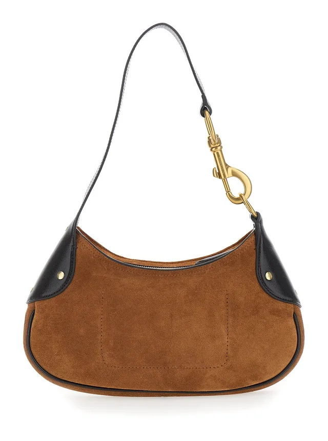 Mulberry 'Hackney' Brown Shoulder Bag with Logo Embossed on the Front in Suede for Women in Brown 100% Calf, photo 8 of 12 from Gaudenzi Boutique