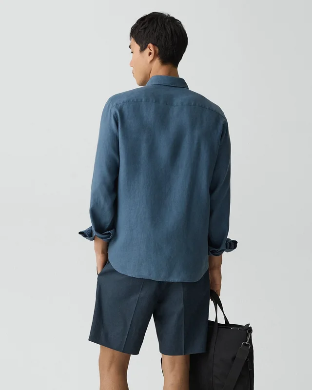 Theory Irving Shirt in Relaxed Linen in BERING 100% Linen, photo 10 of 12 from Theory