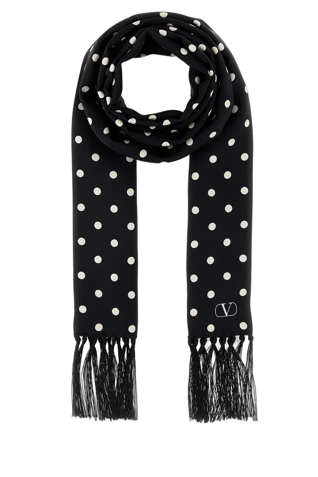 Valentino Garavani Polka-Dot Silk Scarf — Black Exterior: Scarfs in Black Silk from HEWI