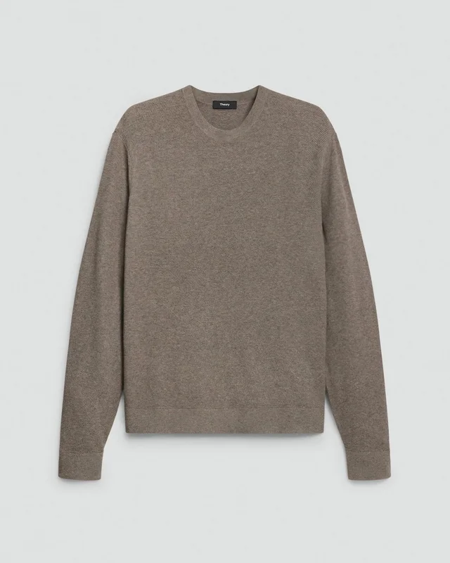 Theory Riland Crewneck Sweater in Light Bilen in MOREL MELANGE 62% Viscose, 38% Polyester; Exclusive Of Elastic, photo 7 of 14 from Theory