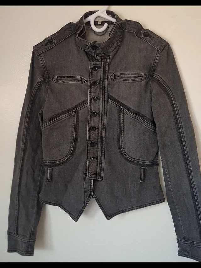Stella McCartney Multi Detail Belted Denim Jacket Size 42 in gray Denim from Poshmark