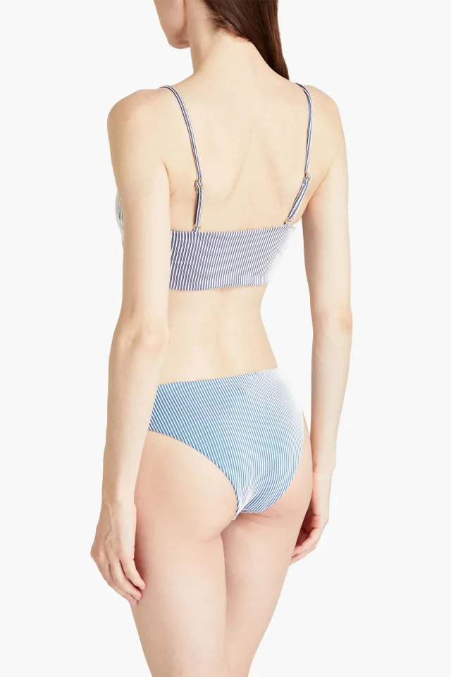 Onia Daisy Striped Low-Rise Bikini Briefs in Blue, photo 3 of 4 from THE OUTNET