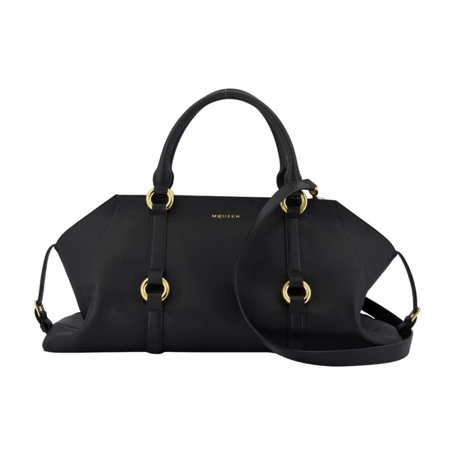 Alexander McQueen Farringdon Top Handle Bag — Black Calfskin in Black Calfskin from HEWI