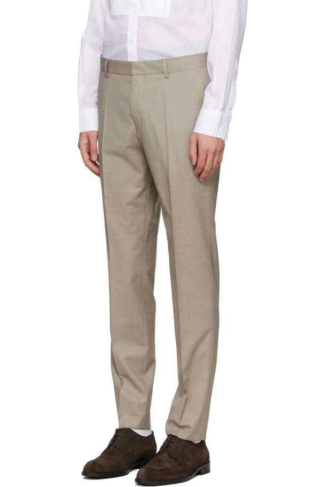 BOSS Taupe Two-Piece Slim-Fit Stretch Wool Suit, photo 4 of 5 from SSENSE