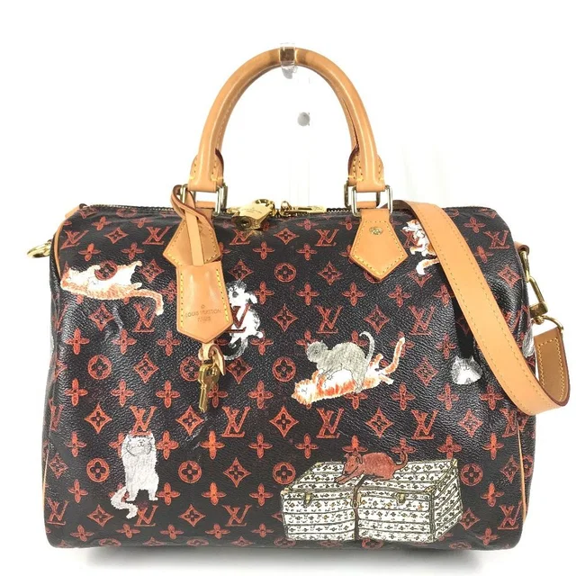 Louis Vuitton Handbag Speedy Bandouliere Monogram Cat Glam Cat Canvas Brown in Brown Canvas from The Reluxe
