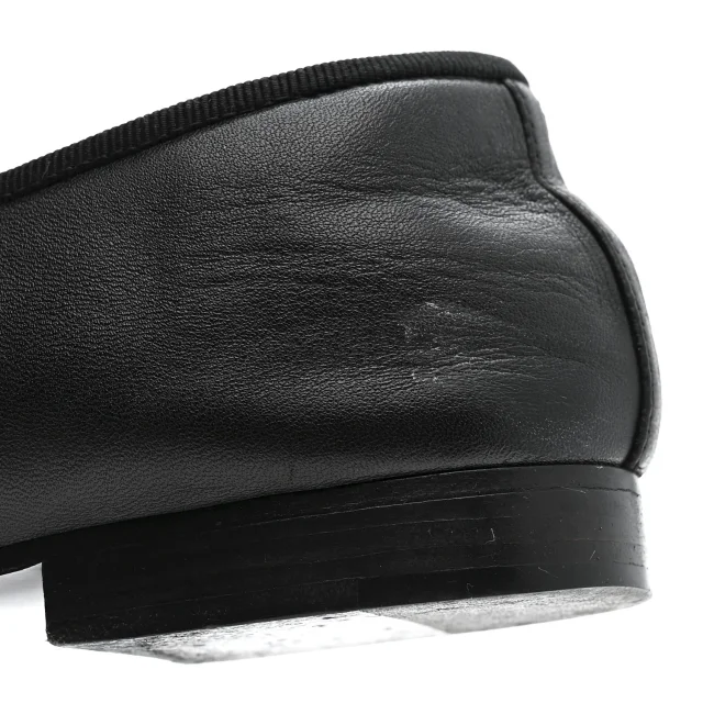 Chanel Patent Cap Toe Ballerina Flats 39.5 Black in Black Lambskin from FASHIONPHILE, photo 14 of 18