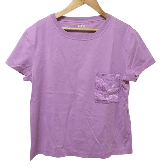 Hermès Embroidery Pocket T-Shirt 40 Purple in Purple from The Reluxe