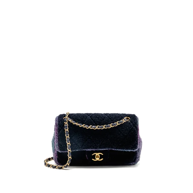 Chanel CC Quilted Flap Bag Shearling Multicolour GHW from EMIER