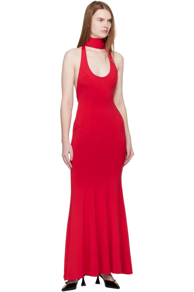 GUIZIO Red Siena Maxi Dress, photo 4 of 4 from SSENSE
