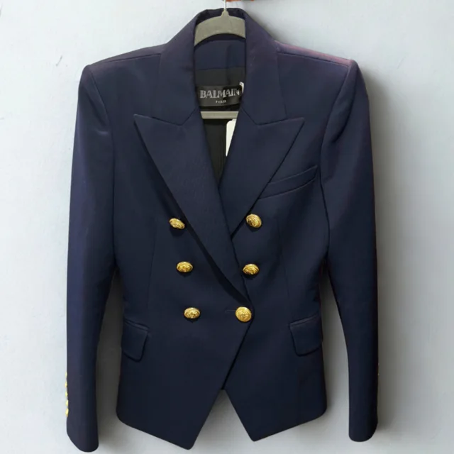 Balmain Gold Button blazer size 36 in Navy from Revivre Luxury Consignment