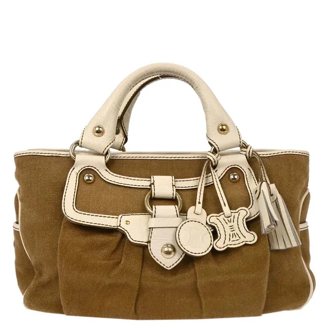 Celine Brown Canvas Handbag in Brown Canvas from AMORE Vintage Tokyo
