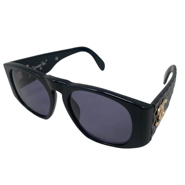 Chanel Sunglasses Quilted CC Logo Black Gold Eyewear in Black from The Reluxe