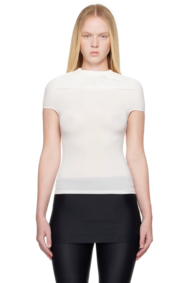 White Gathered Neck Tank Top, image 1 of 1 from SSENSE