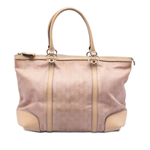 Pink Gucci GG Metallic Canvas Lovely Tote in Pink Canvas from Designer Revival