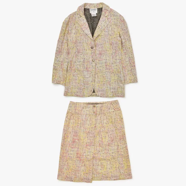 Chanel Tailored Suit Set Tweed CC Logo Jacket Skirt in Tweed from The Reluxe