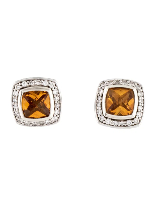 David Yurman Diamond & Citrine Albion Stud Earrings in multicolor from The RealReal