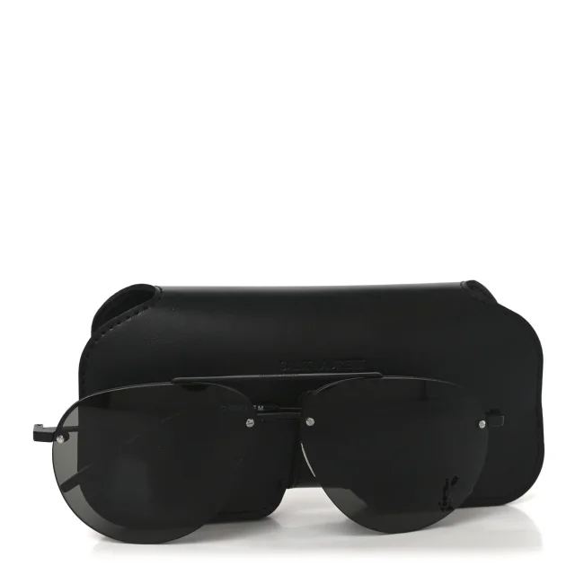 Saint Laurent Metal Aviator Classic 11/F Sunglasses Black in Black Resin from FASHIONPHILE, photo 8 of 8