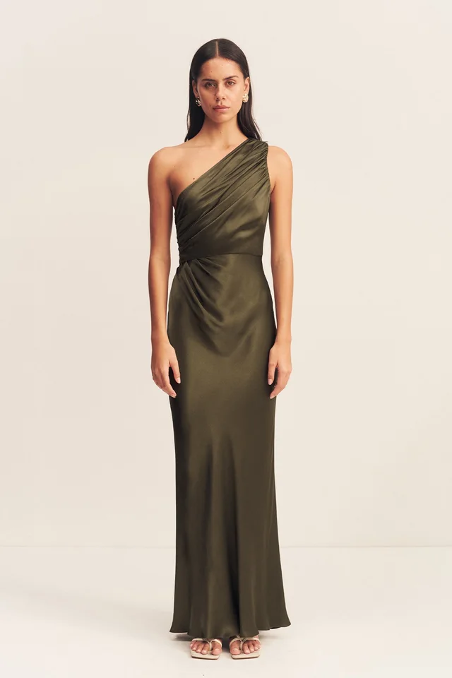 Shona Joy LA LUNE GATHERED ONE SHOULDER MAXI DRESS - FOREST from Shona Joy, photo 1 of 1