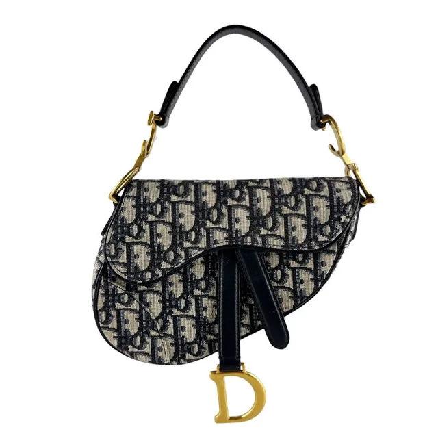 Dior Saddle Bag Handbag Navy in Navy Canvas from The Reluxe