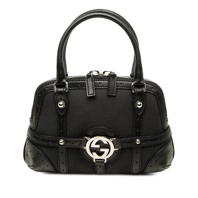 Black Gucci Canvas Reins Handbag in Black Canvas from Designer Revival