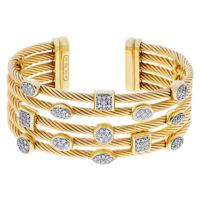 David Yurman Confetti 5 row bangle in 18k with diamonds in Yellow Gold from Gray And Sons