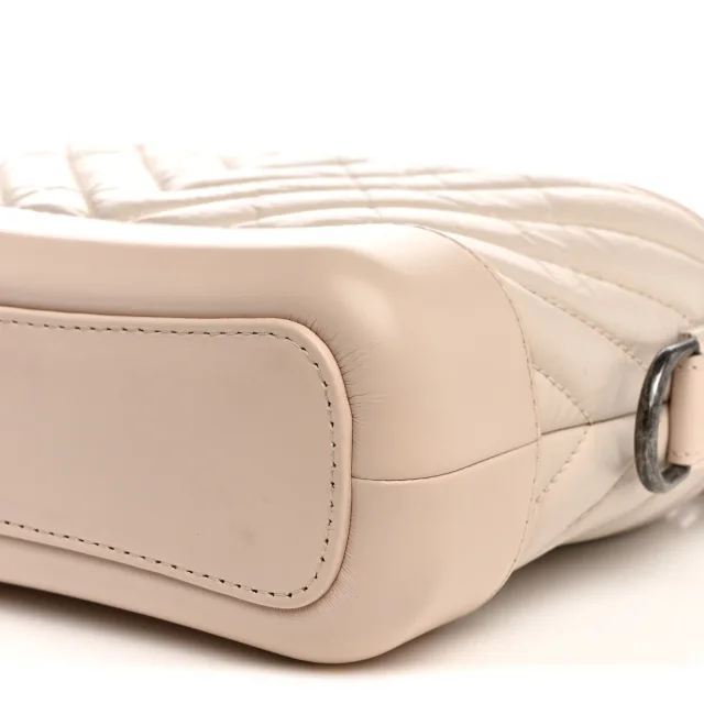 Chanel Aged Calfskin Chevron Quilted Small Gabrielle Hobo Ivory in White Calfskin from FASHIONPHILE, photo 10 of 12