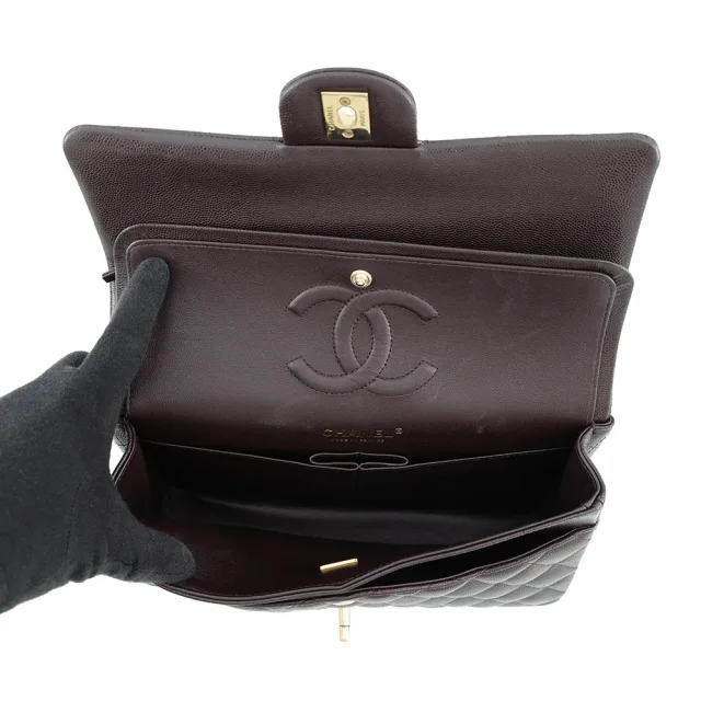 Chanel Matelasse W flap WChainShoulder Bag BrownA01112 Caviar Leather Size 25 in Caviar leather from GALLERY RARE, photo 5 of 7
