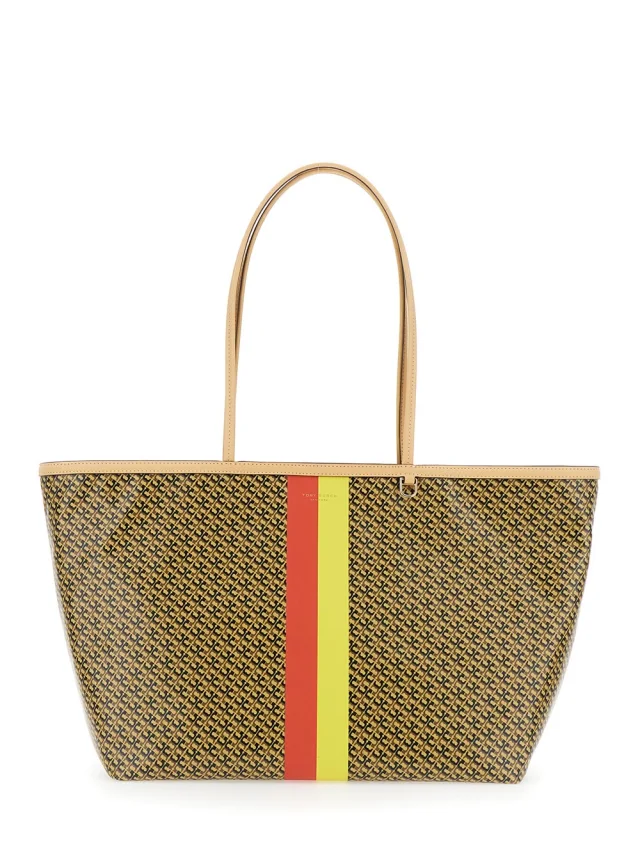 'The Racer' Multicolor Tote bag with All-Over Print and Stripes In Cotton Blend for Women in Multicolor, image 1 of 1 from Gaudenzi Boutique