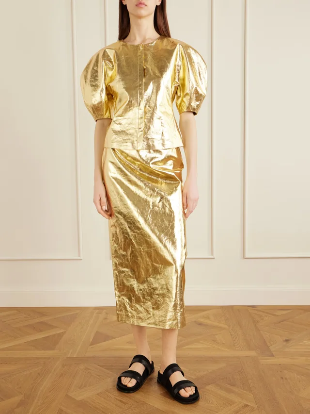 GABRIELA HEARST Waverly linen top in Metallic, photo 2 of 2 from NET-A-PORTER (Canada)