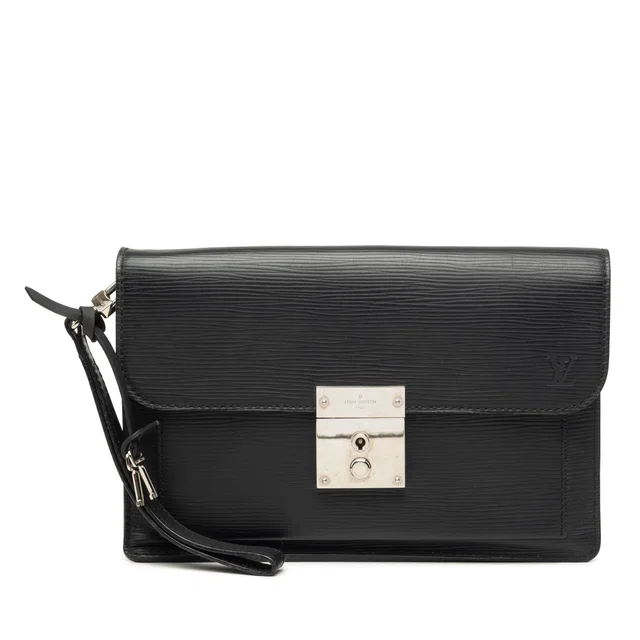 Black Louis Vuitton Epi Neo Belaia Clutch in Black Leather from Designer Revival