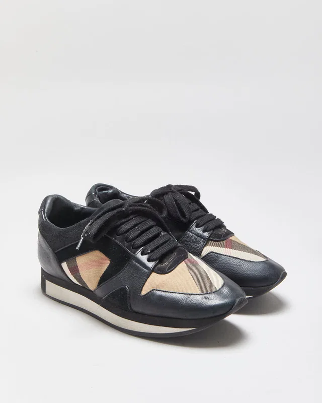 Burberry Women's Leather Nova Check 'Damen' Trainers - UK3 in Leather from Rokit Vintage
