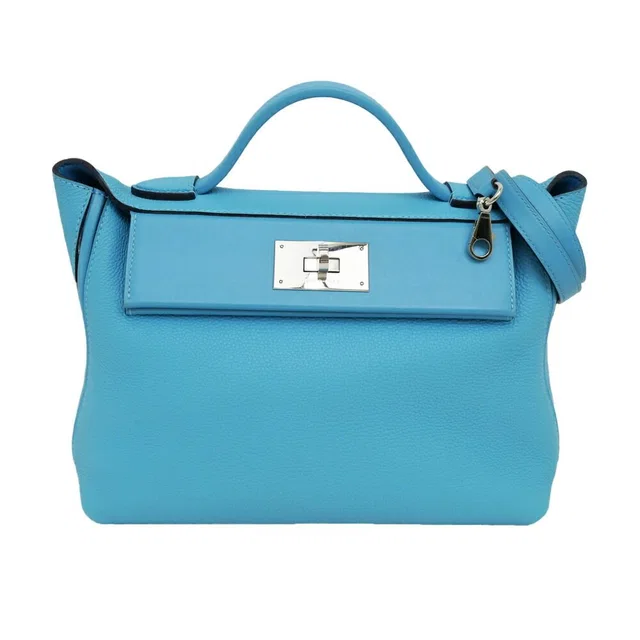 Hermès Vanquatre 29 Blue Nole Togo Swift Silver Tote Handbag Bag in Blue Togo leather from The Reluxe