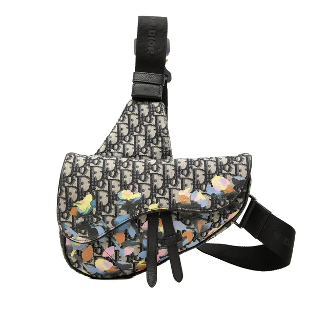Blue Dior Alex Foxton Oblique Canvas Saddle Crossbody in Blue Canvas from Designer Revival