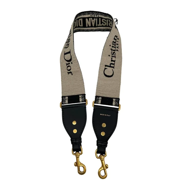 Dior Embroidered Oblique Canvas Shoulder Strap Black in Black Canvas from Dallas Designer Handbags