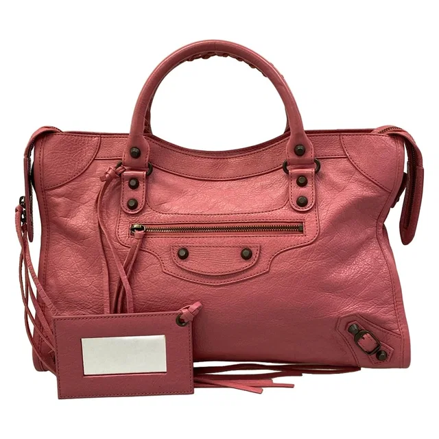 Balenciaga Handbag the City Pink Leather in Pink Leather from The Reluxe