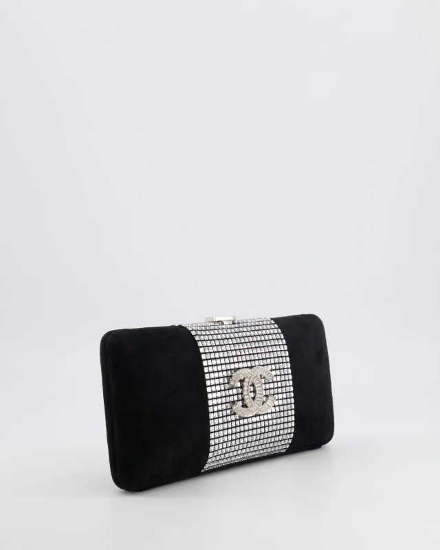 Chanel 2015 Paris-Dubai Black Suede Strass Crystal Clutch Bag with Crystal Embellished CC Logo in Black Suede from Sellier, photo 4 of 21