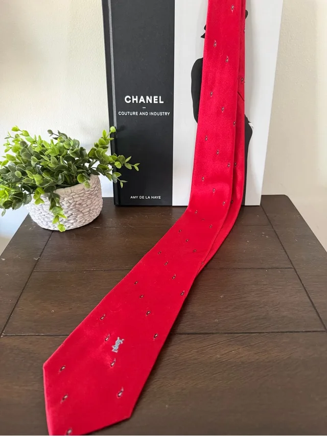 Saint Laurent Vintage 1980’s Necktie in red Woven leather from Poshmark