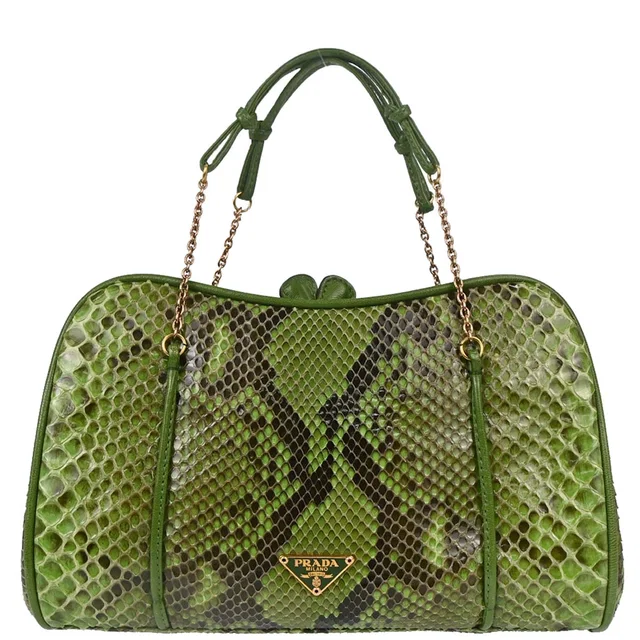 Prada Green Python Handbag in Green Python from AMORE Vintage Tokyo