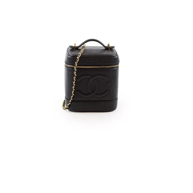 Chanel Vintage Vanity Black in Black Caviar leather from The Purse Affair