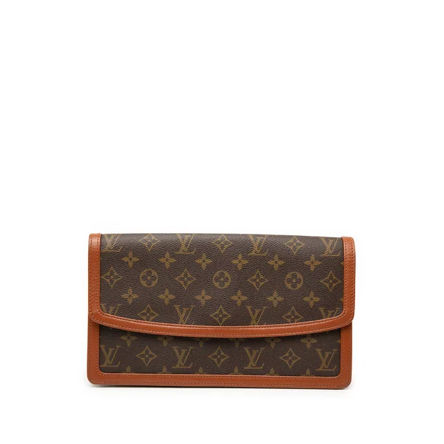 Brown Louis Vuitton Monogram Pochette Dame GM Clutch Bag in Brown Coated canvas from Designer Revival