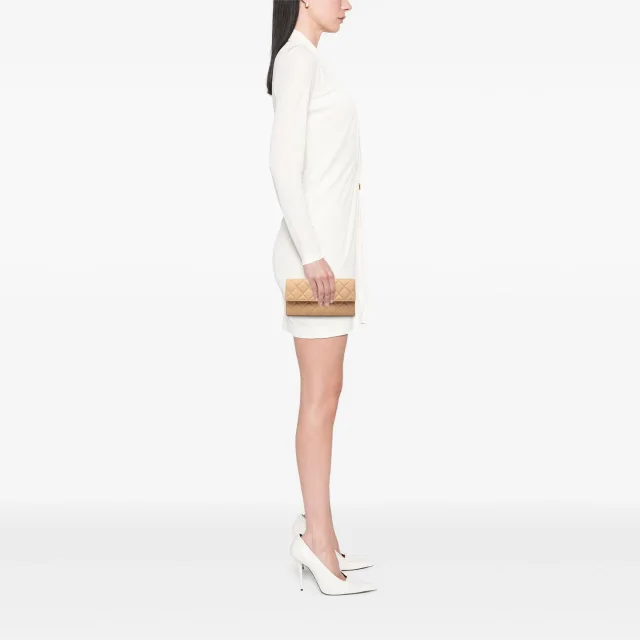 Chanel CC Quilted Caviar Gusset Flap Long Wallet in Beige Caviar leather from Designer Revival, photo 9 of 10