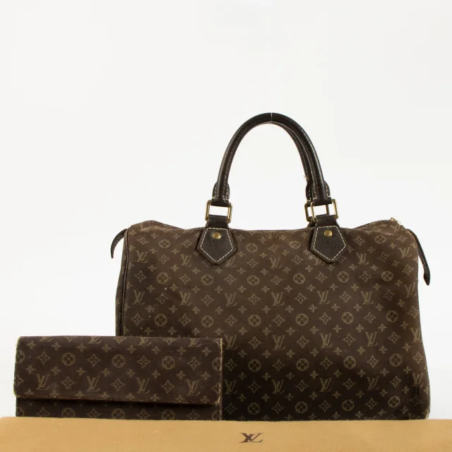 Louis Vuitton Ebene Monogam Mini Lin Speedy 30 + Sarah Wallet in Brown from Labellov, photo 2 of 6