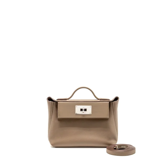 Hermès MINI 24/ 2424-21 BAG Evercolor/Swift Etoupe SHW Stamp B in Taupe Swift leather from EMIER