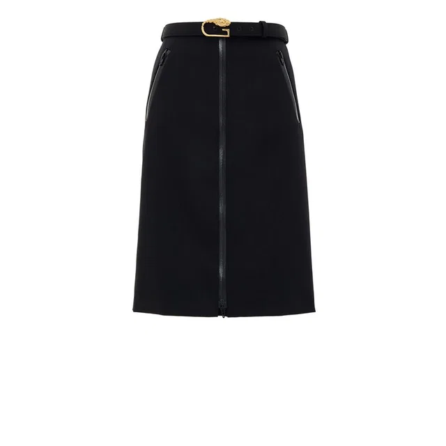 Gucci Black Wool Midi Skirt in Black Wool from HEWI