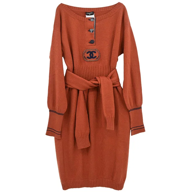 Chanel 2008 Dress Orange #38 in Orange Cashmere from AMORE Vintage Tokyo