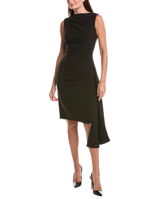 Teri Jon by Rickie Freeman Crepe Asymmetrical Hem Ruched Side Dress, image 1 of 1 from Gilt