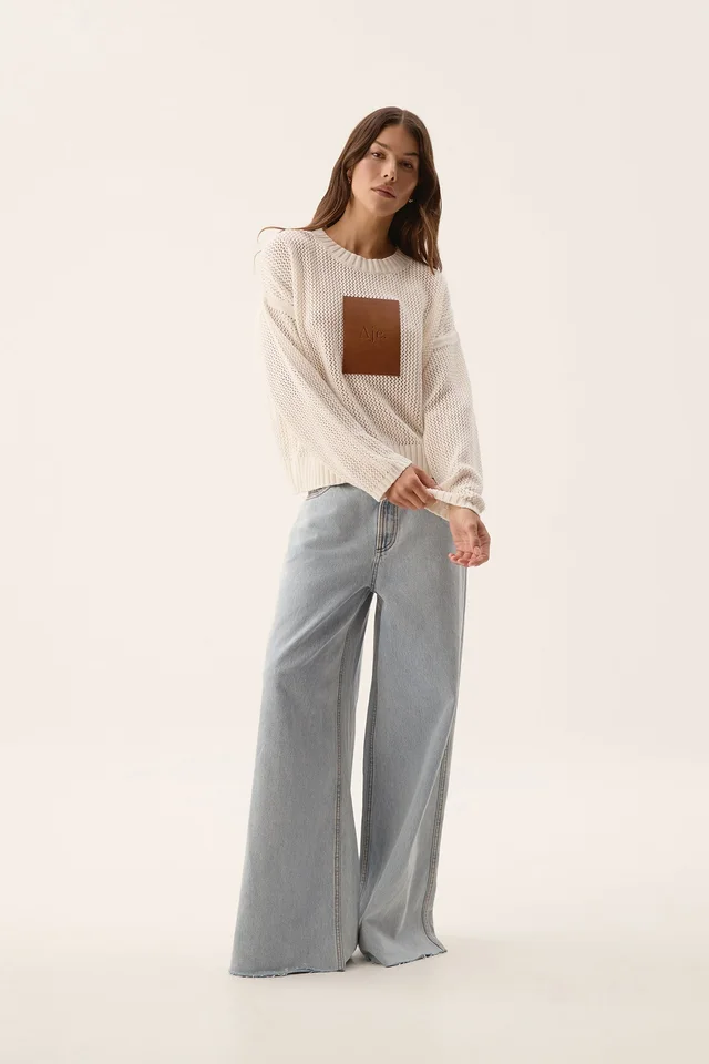 AJE Prima Logo Knit Jumper in White from Aje, photo 1 of 1