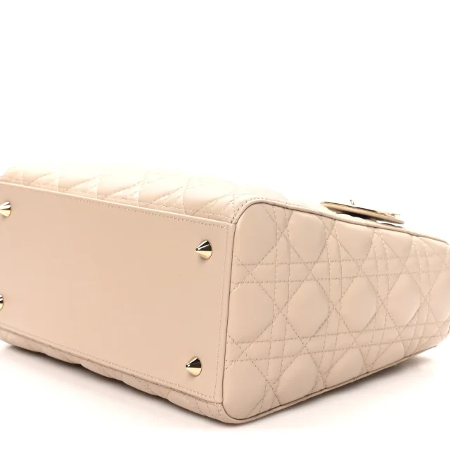 Cannage Medium Lady Dior Powder Beige in Beige Lambskin from FASHIONPHILE, photo 9 of 9