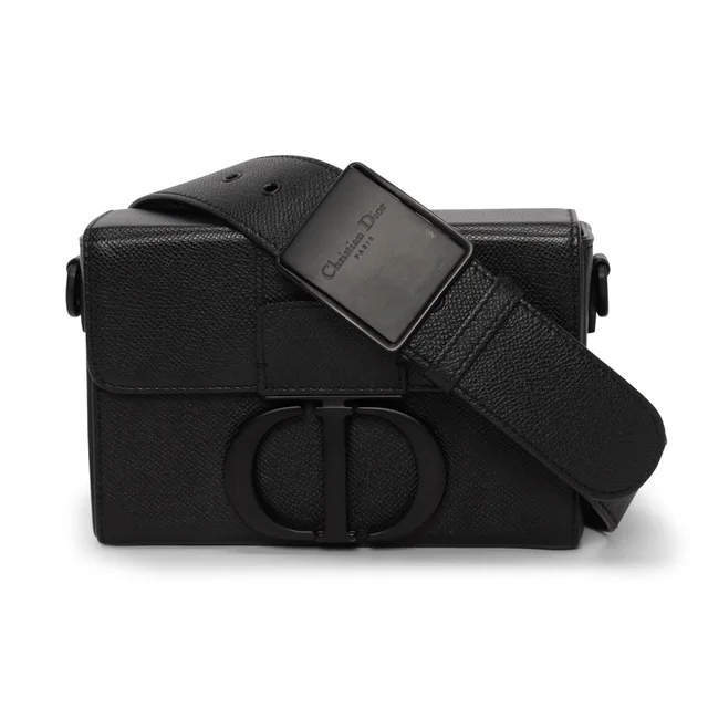 Dior Ultramatte Grained Calfskin 30 Montaigne Box Bag in Black Caviar leather from Blue Spinach